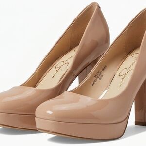 Jessica Simpson Nude Patent Platform Pumps